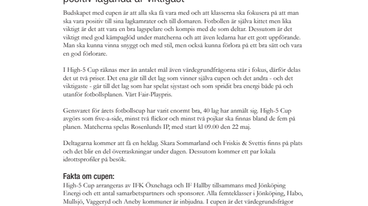 High5Cup – Jönköpings största fotbollscup för femteklassare