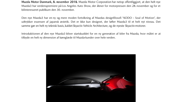 Ny Mazda3 debuterer på Los Angeles Auto Show