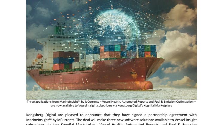 Kongsberg Digital adds MarineInsight™ applications by ioCurrents to the Kognifai Marketplace