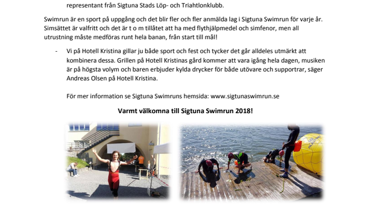 Sigtuna Swimrun den 25 augusti 