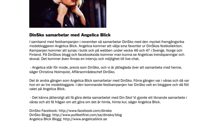 DinSko samarbetar med Angelica Blick