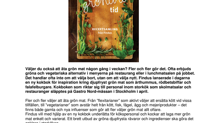 Findus lanserar kokbok om fryst grön mat 