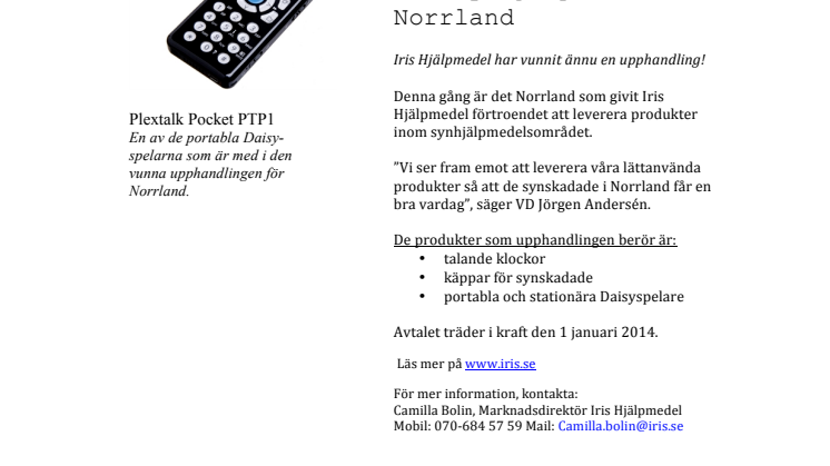 Iris Hjälpmedel vinner upphandling för synhjälpmedel i Norrland