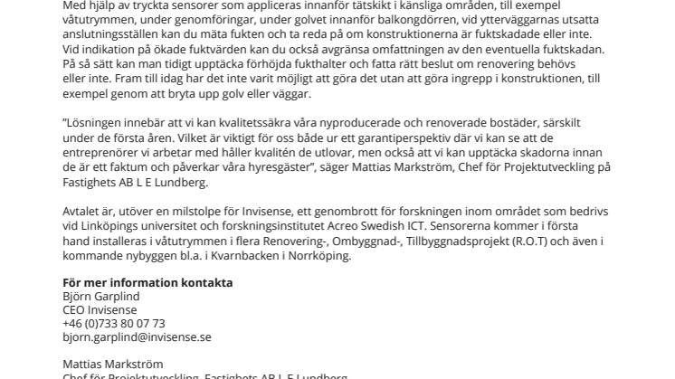 Lundbergs köper innovativa fuktsensorer