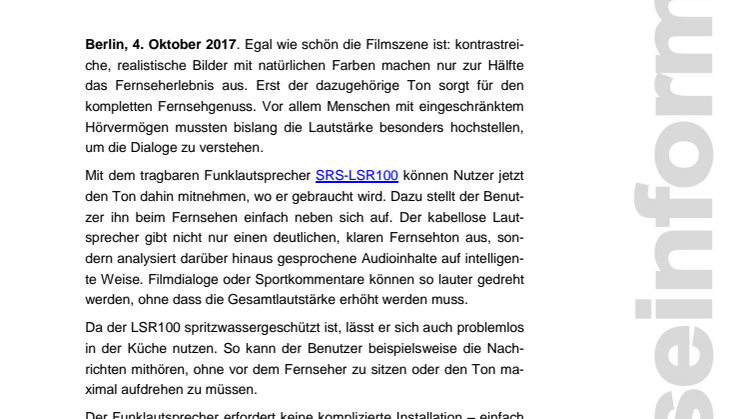 Cleverer TV Lautsprecher von Sony kommt nach Deutschland
