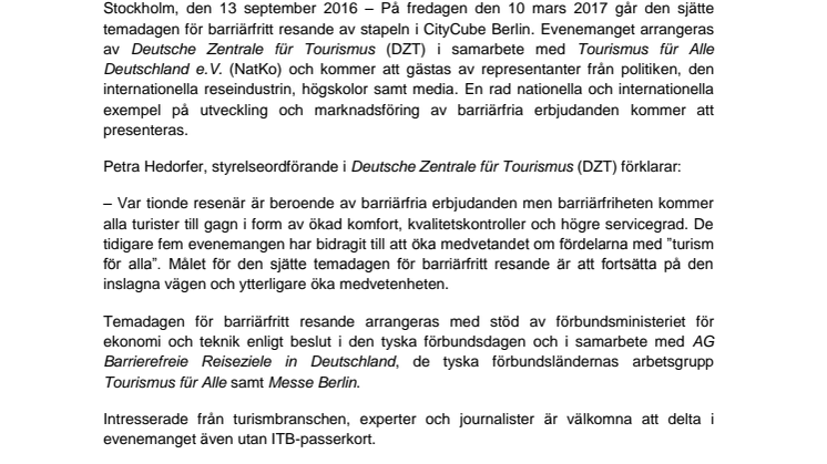 ​Save the date: Sjätte temadagen för barriärfritt resande den 10 mars 2017