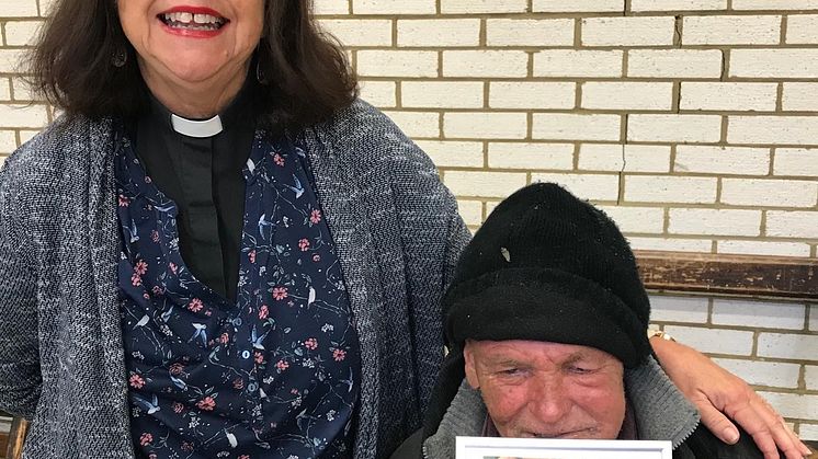 Hig res image - Routes to Roots - Revd Pat Southgate with Routes to Roots client