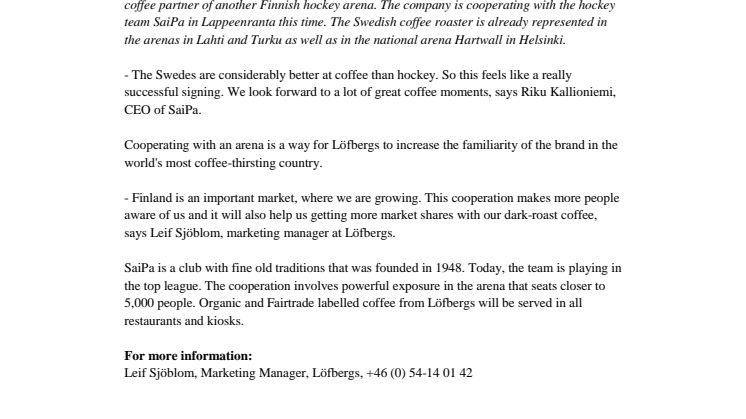 Finnish hockey cries out for Swedish coffee
