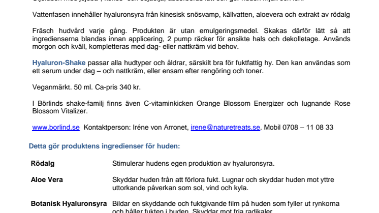 HYALURON-SHAKE ny Börlindprodukt
