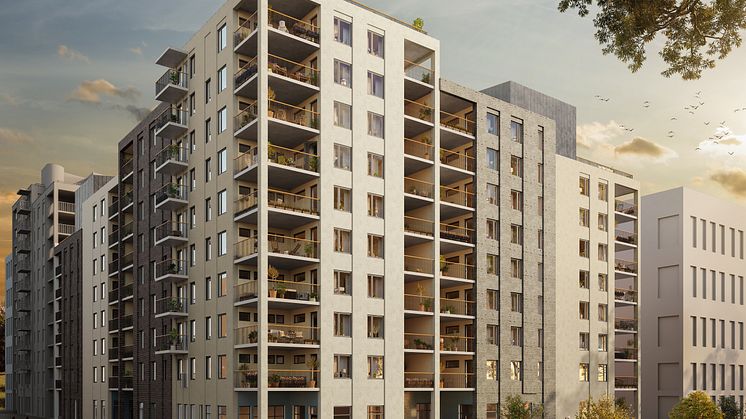 HSB brf Österpark vid nya Österängsparken. Arkitekt Clarus Arkitekter. Visualisering StudioSuperb.