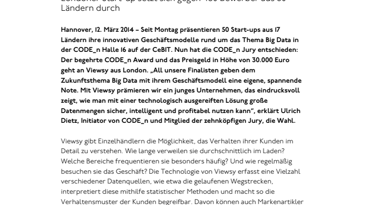 Viewsy gewinnt CODE_n14 Award 