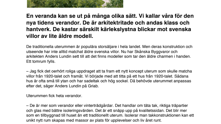 Den nya tidens verandor - intervju med arkitekten Anders Lundin