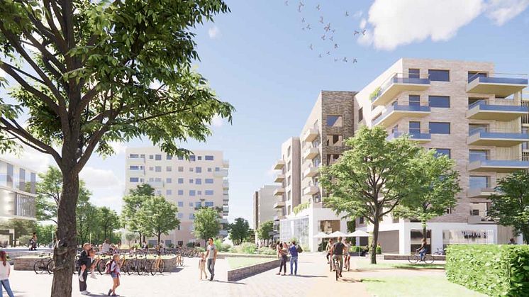 Norra Fäladen, Fäladstorget. Illustration från nordöstra hörnet.
