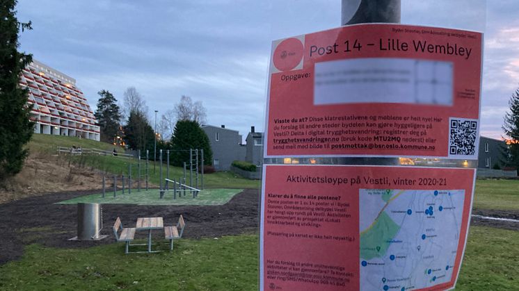 Aktivitetsløypa på Vestli, her på post 14.