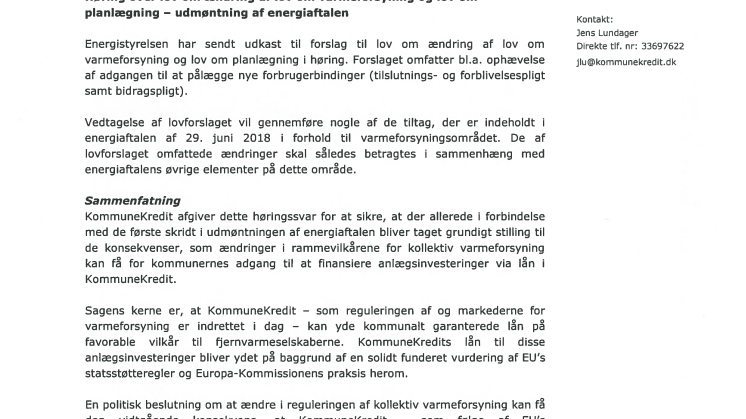 Høringssvar af 5. oktober 2018