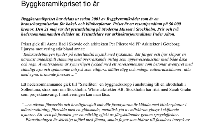 Vinnare av Byggkeramikpriset 2010