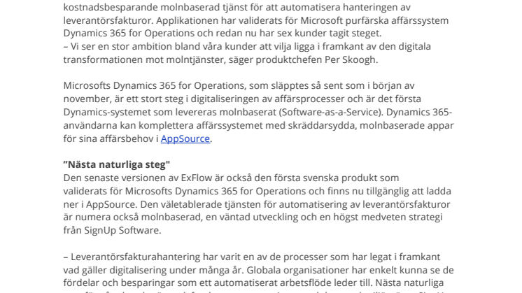 Pressmeddelande - Hantera företagets leverantörsfakturor direkt i molnet