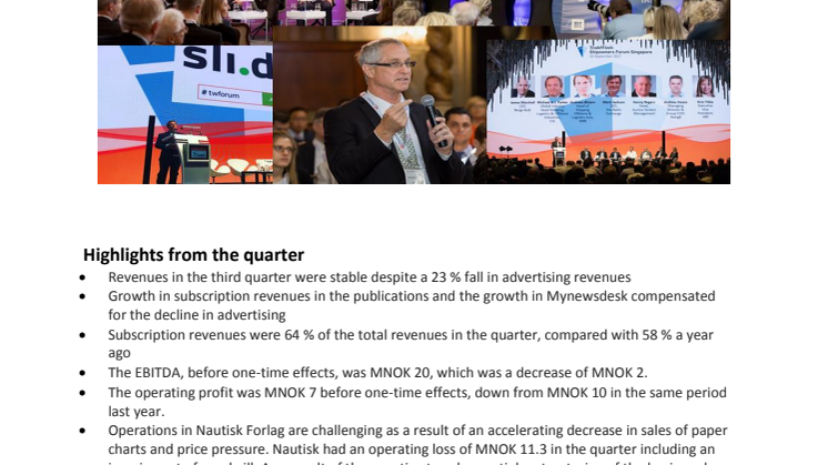 NHST Media Group - Quarterly Report  3rd quarter 2017