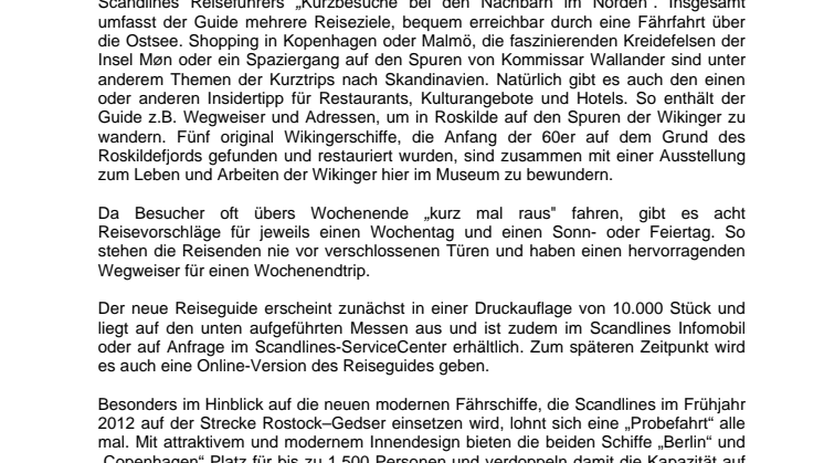 Scandlines bringt neuen Reiseguide für Nahziele heraus