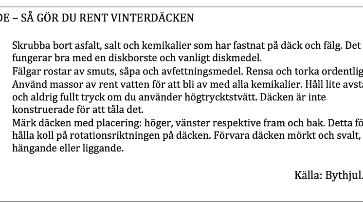 Guide - så gör du rent vinterdäcken