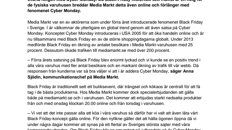 Media Markt tar ny global trend till Sverige - förlänger Black Friday med Cyber Monday