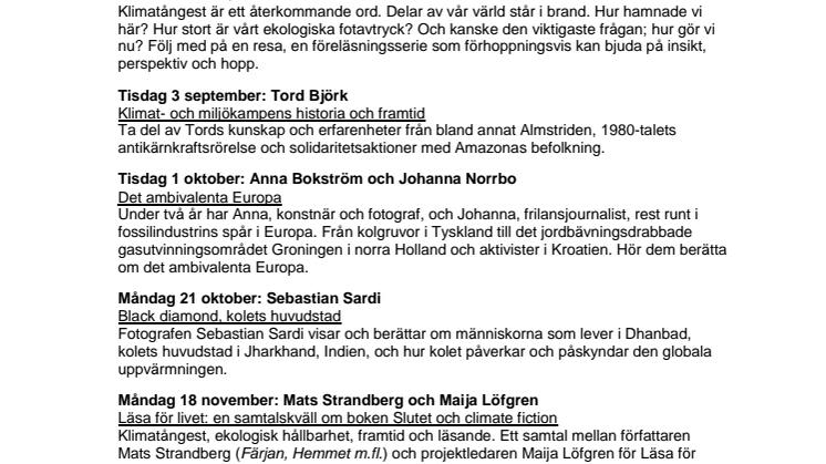 Ny föreläsningsserie i Växjö: Världen vi bär