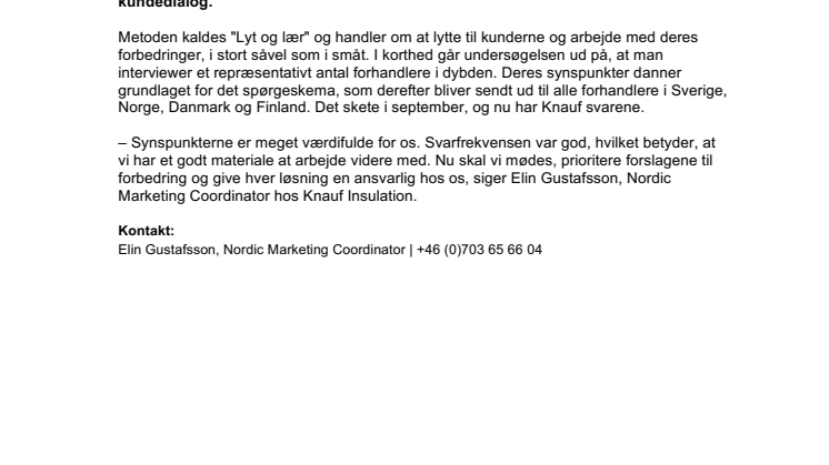 Klar kundedialog styrker Knauf Insulation