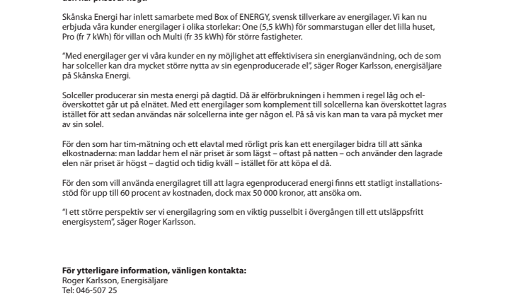 Mer solel och sänkta elkostnader med energilager