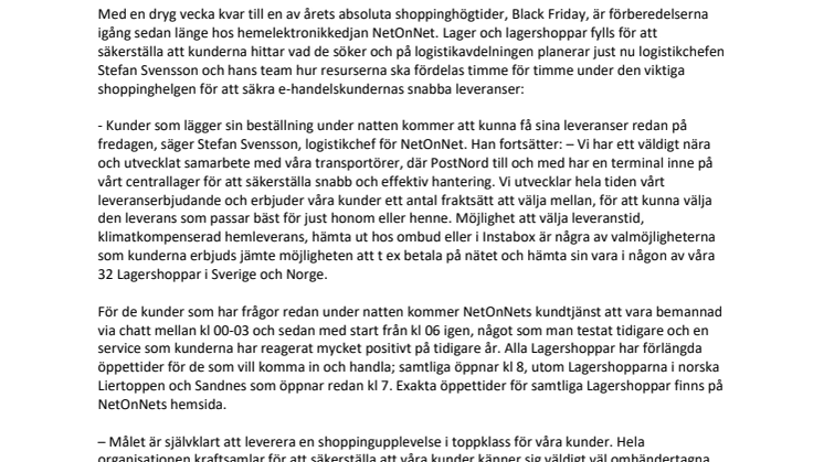 Black Friday: NetOnNet laddar för helnöjda kunder