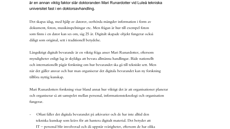 Digitala filer om 25 år – vem tar ansvar 