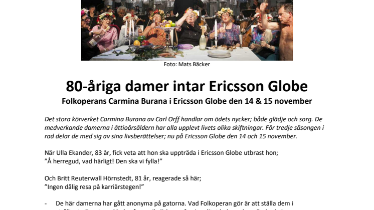 80-åriga damer intar Ericsson Globe