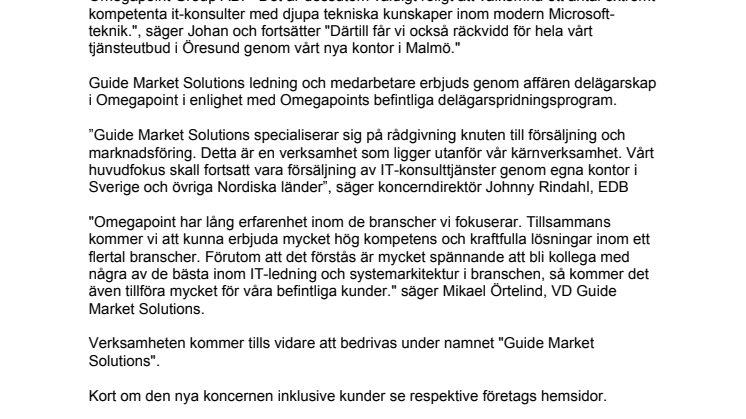 Omegapoint köper Guide Market Solutions