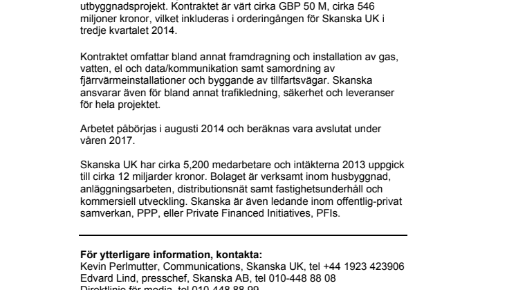 Skanska ansvarar för infrastrukturen vid utbyggnaden av University of Cambridge, Storbritannien, för cirka 546 miljoner kronor