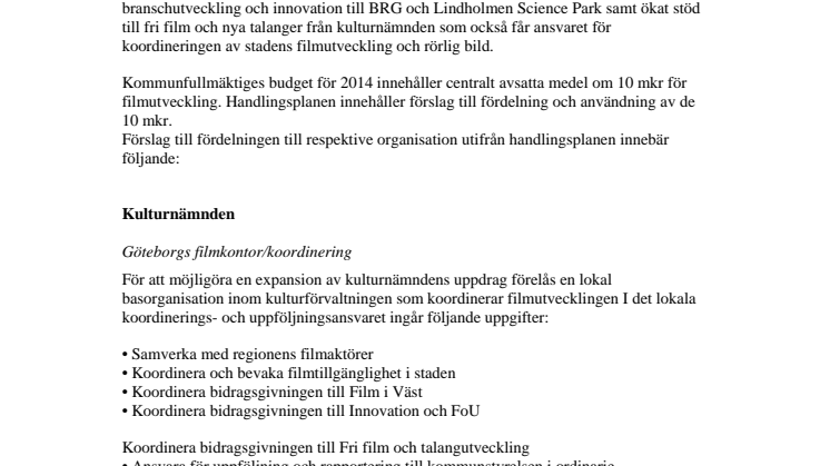 Nytt stöd till film i Göteborg