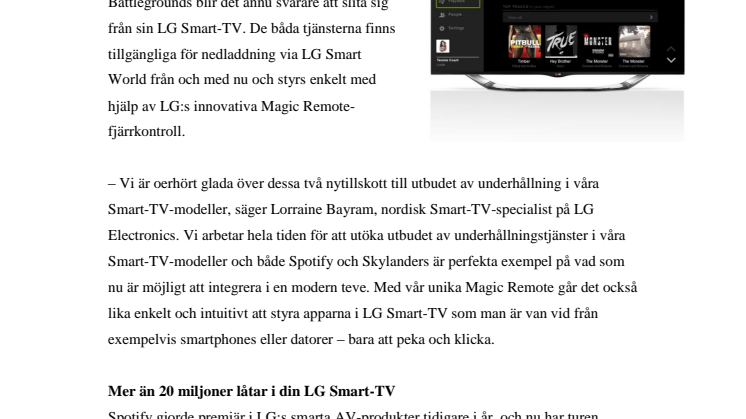 SPOTIFY OCH SKYLANDERS LANDAR I LG:S SMART-TV
