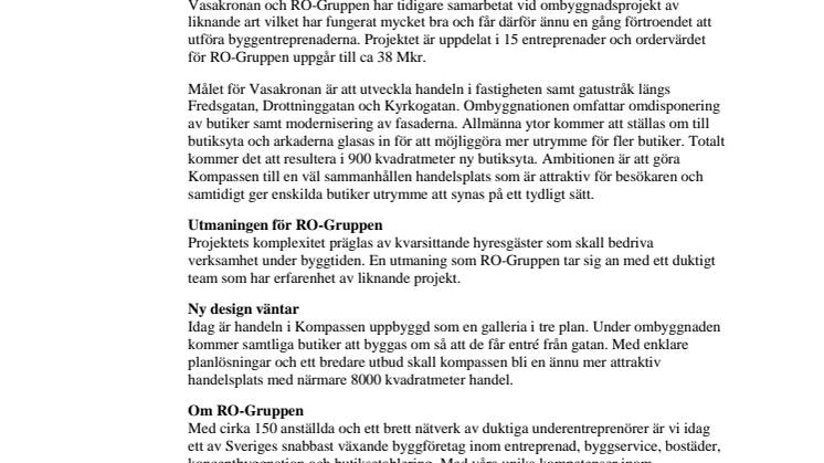 RO-Gruppen får uppdraget när Vasakronan utvecklar cityhandeln i Göteborg