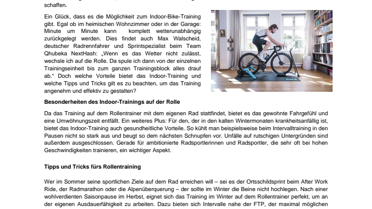 Tipps und Tricks für das Indoor-Bike-Training