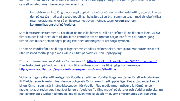 Voddler släpper ”offline mode”- Se nätfilm även när du inte har internetkoppling