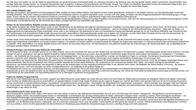 Global Risks Report 2020 - Executive Summary