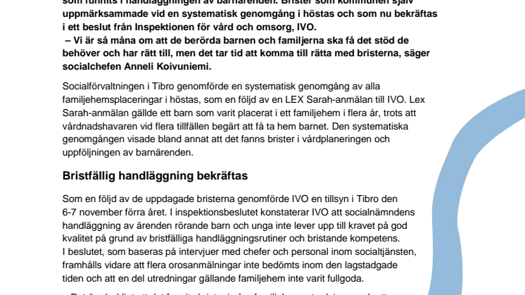 Kraftfulla åtgärder vidtas mot brister i barnhandläggning efter IVO-granskning 