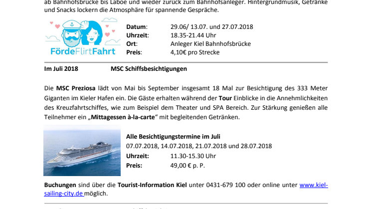 Veranstaltungstermine im Juli
