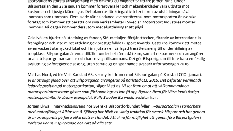 Bilsportgalan till Karlstad