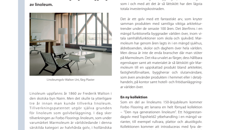 Forbo Flooring firar 150 år med linoleum