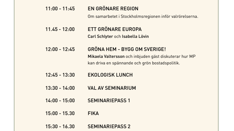 Program: Miljöpartiets regionala kommun- och landstingsdag 18 april