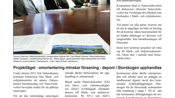 Nyhetsbrev 10 för Projekt Sanering av Oskarshamns hamnbassäng