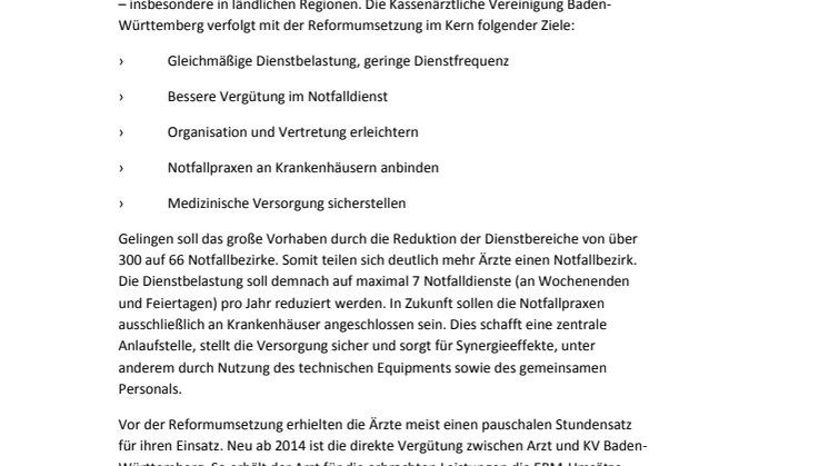 Reform des ärztlichen Notfalldienstes