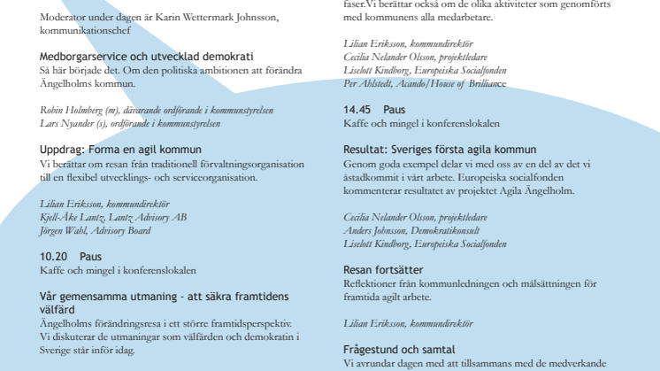 Inbjudan att delta i konferensen:  Agila Ängelholm – så skapade vi Sveriges första agila kommun