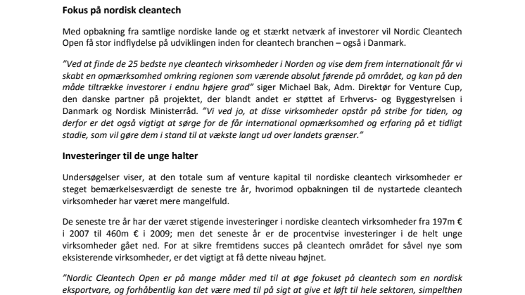 Nordic Cleantech Open – et nyt nordisk samarbejde