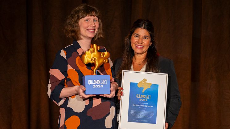 Mikaela Pallin och Sanna Valijani Sjödin tog emot Guldmolnet 2024 på Mötesplats Digitala Västerbotten. Foto: Henke Olofsson
