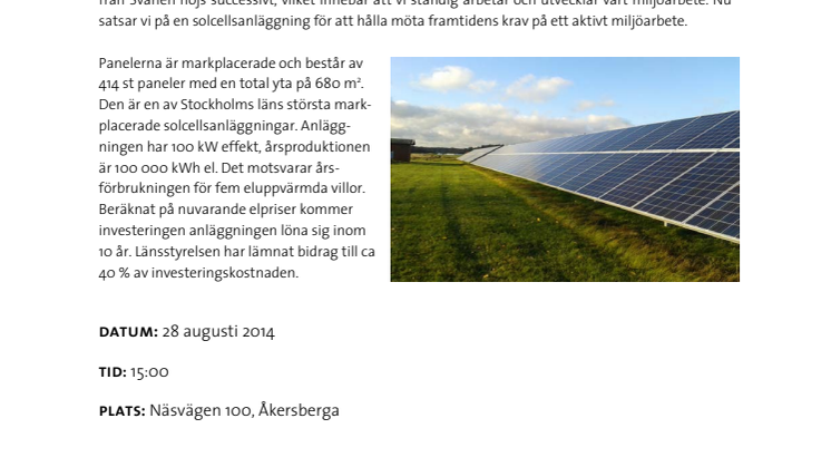 Välkommen till invigning av Runös solcellsanläggning